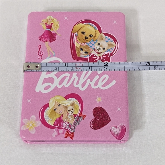 Barbie Pink Heart Rectangle Double Sided Portable Folding Compact Mirror, NEW - Picture 6 of 6